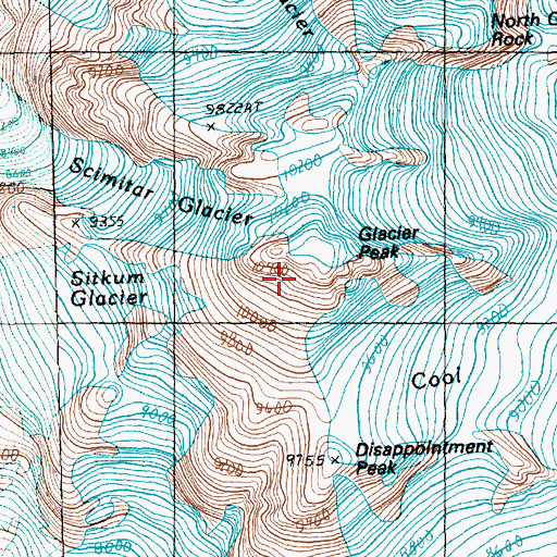 Topographic Map of Glacier Peak, WA