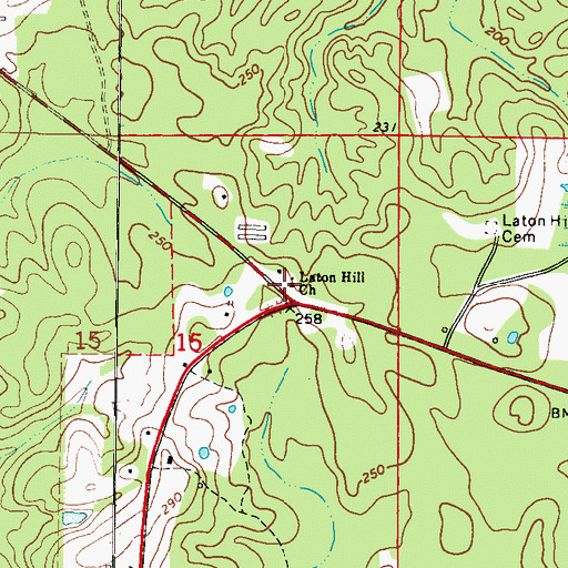 Topographic Map of Laton Hill Baptist Church, AL