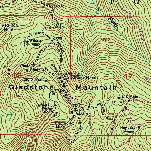 Topographic Map of Gladstone Mine, WA