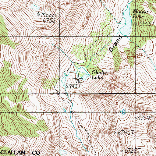 Topographic Map of Gladys Lake, WA
