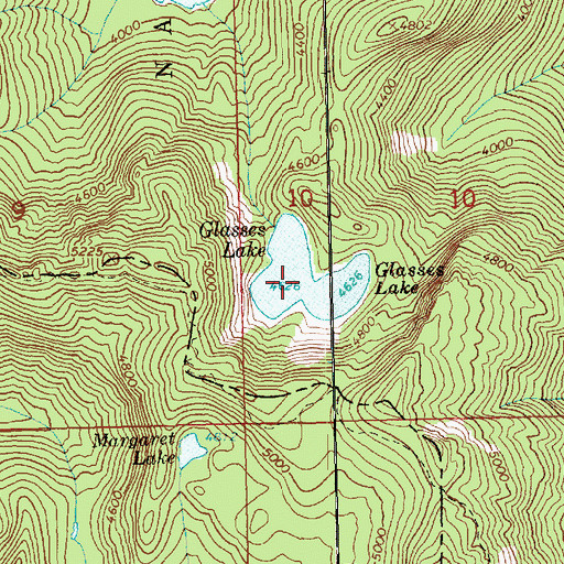 Topographic Map of Glasses Lake, WA