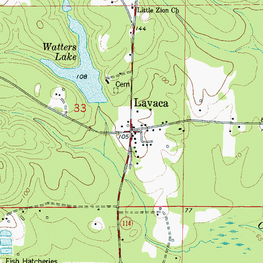 Topographic Map of Lavaca, AL