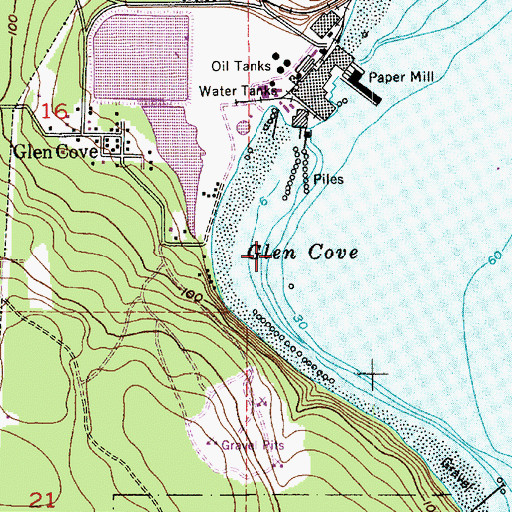 Topographic Map of Glen Cove, WA
