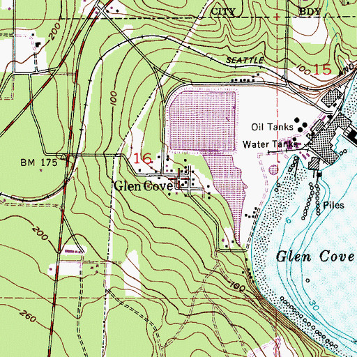 Topographic Map of Glen Cove, WA