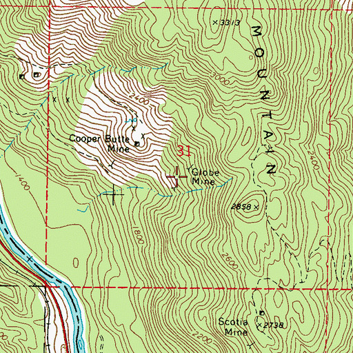Topographic Map of Globe Mine, WA