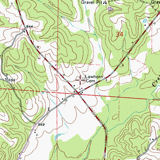 Topographic Map of Lawhorn Cemetery, AL
