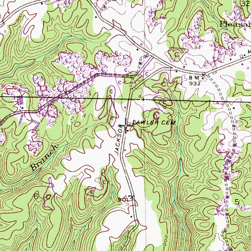 Topographic Map of Lawler Cemetery, AL