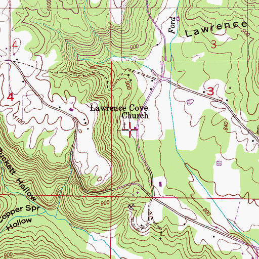 Topographic Map of Lawrence Cove Baptist Church, AL