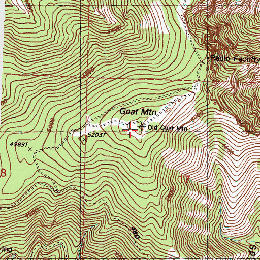 Topographic Map of Goat Mountain, WA