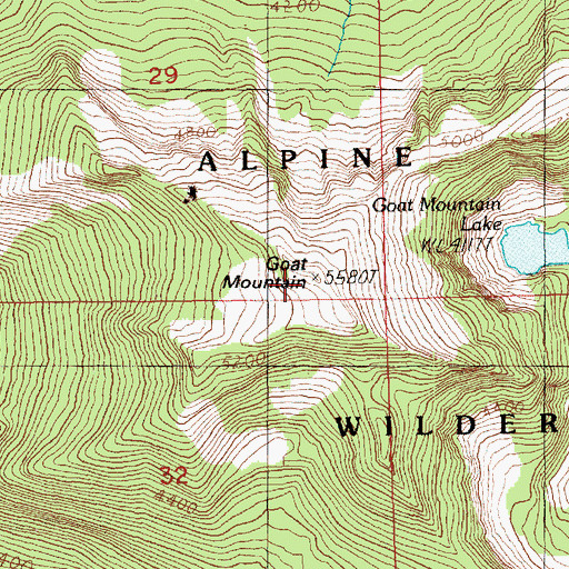Topographic Map of Goat Mountain, WA