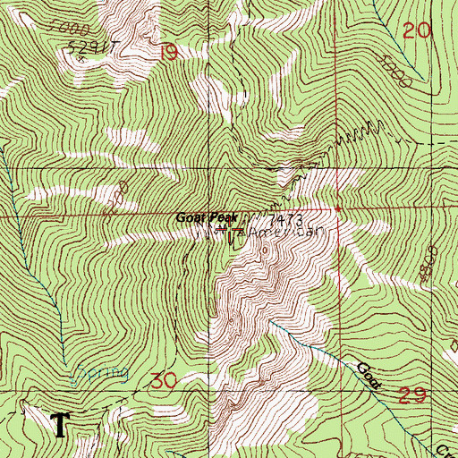 Topographic Map of Goat Peak, WA