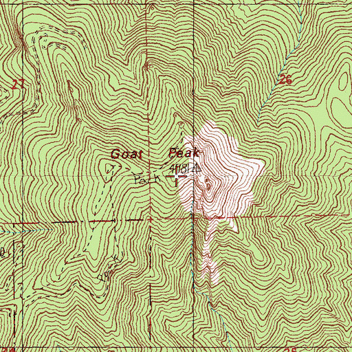 Topographic Map of Goat Peak, WA
