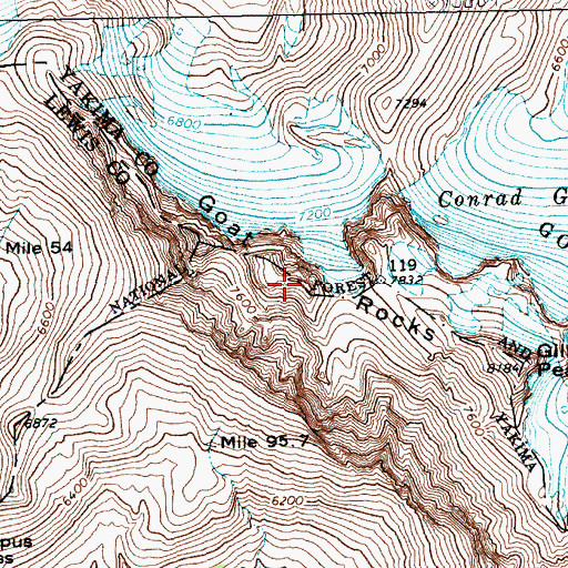 Topographic Map of Goat Rocks, WA