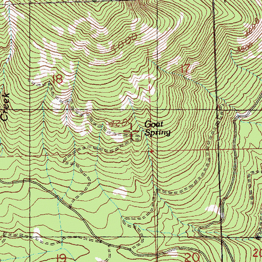 Topographic Map of Goat Spring, WA