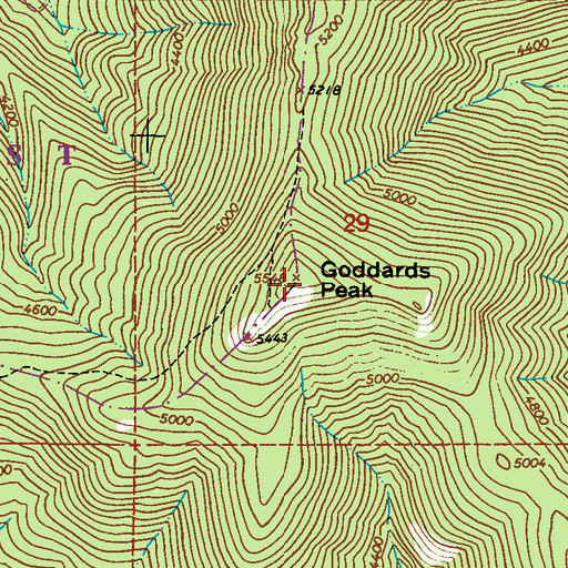 Topographic Map of Goddards Peak, WA