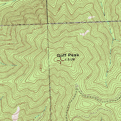 Topographic Map of Goff Peak, WA