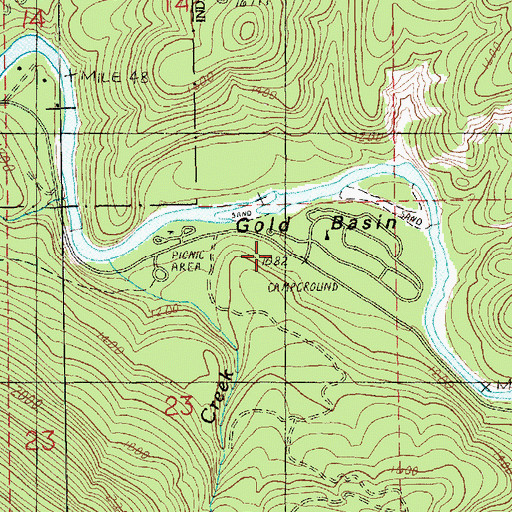 Topographic Map of Gold Basin, WA