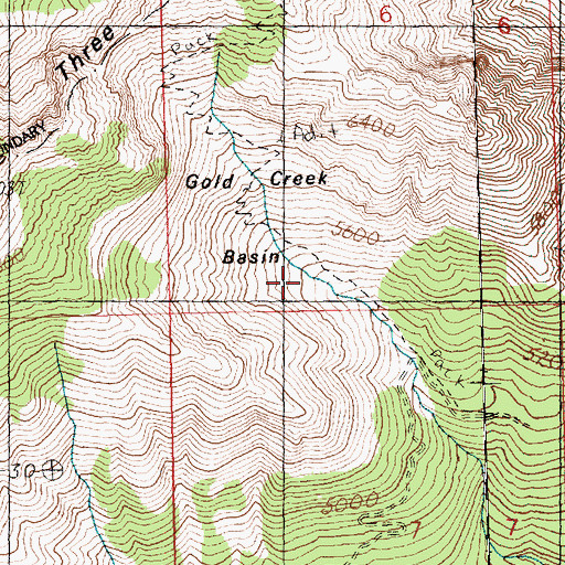 Topographic Map of Gold Creek Basin, WA