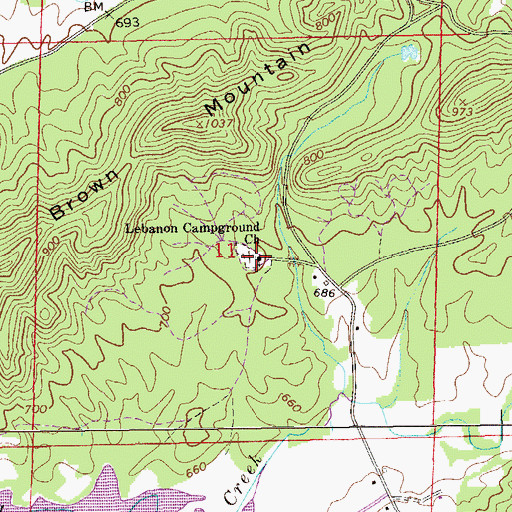 Topographic Map of Lebanon Campground Church, AL