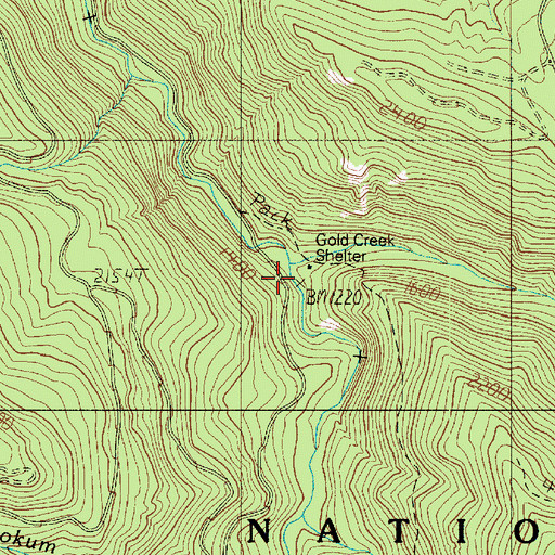 Topographic Map of Gold Creek Shelter, WA