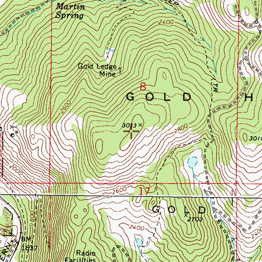 Topographic Map of Gold Hill, WA