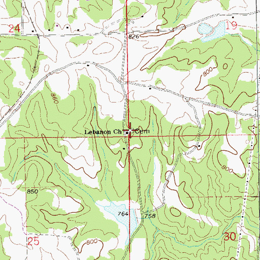 Topographic Map of Lebanon Presbyterian Church, AL