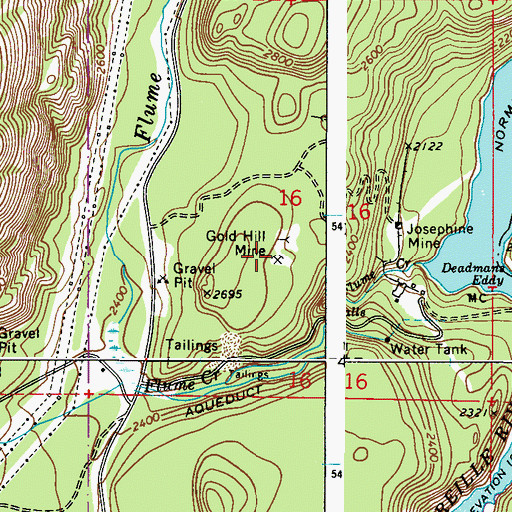 Topographic Map of Gold Hill Mine, WA