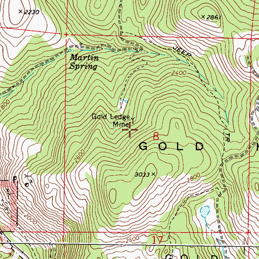 Topographic Map of Gold Ledge Mine, WA