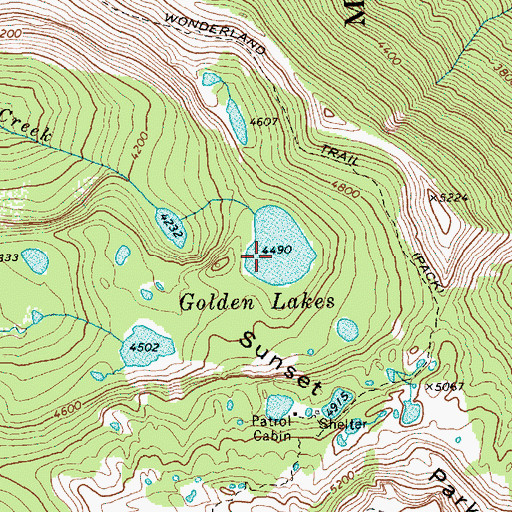 Topographic Map of Golden Lakes, WA