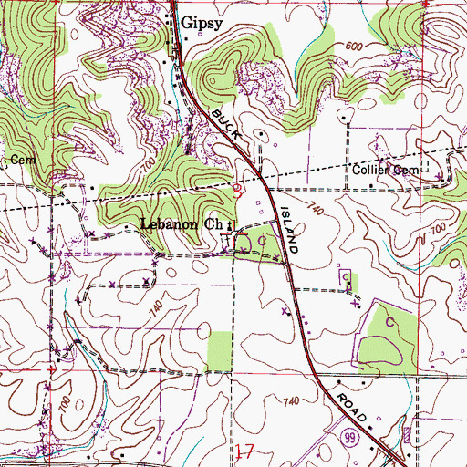 Topographic Map of Lebanon Church, AL