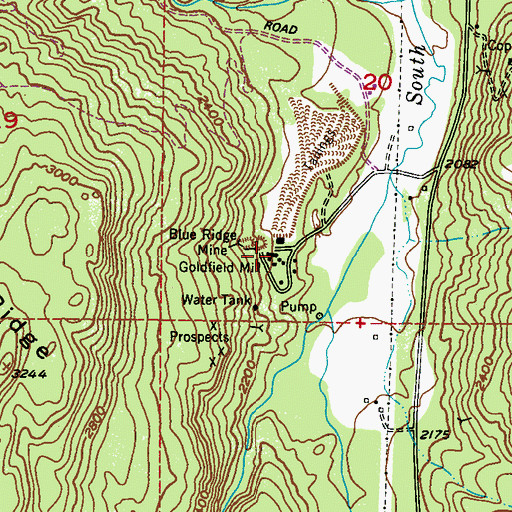 Topographic Map of Goldfield Mill, WA