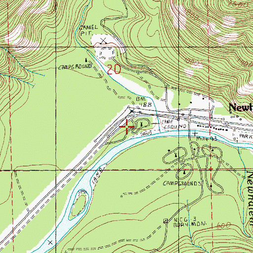 Topographic Map of Goodell Campground, WA