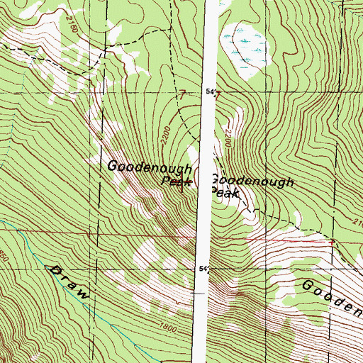 Topographic Map of Goodenough Peak, WA