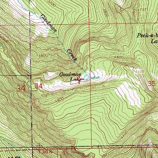 Topographic Map of Goodman Lake, WA