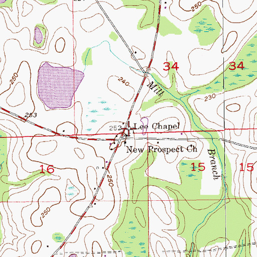 Topographic Map of Lee Chapel, AL