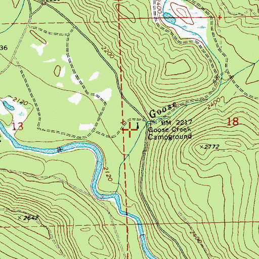 Topographic Map of Goose Creek Campground, WA