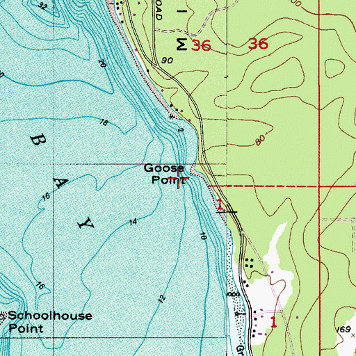 Topographic Map of Goose Point, WA