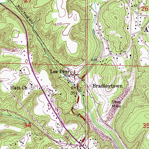 Topographic Map of Lee Peer Station, AL