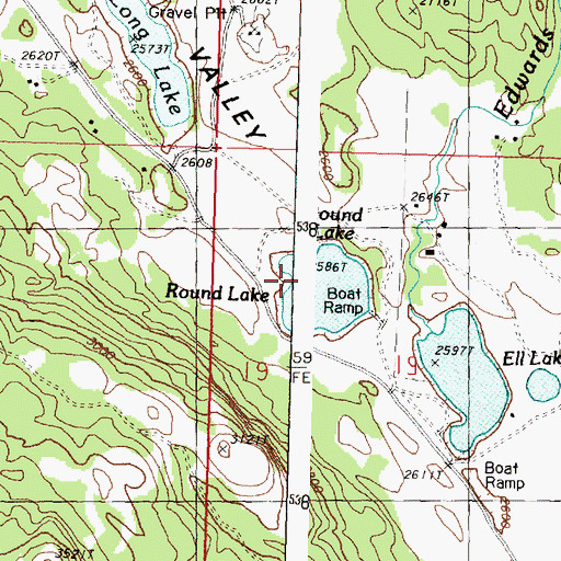 Topographic Map of Round Lake, WA