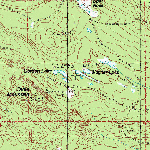 Topographic Map of Gordon Lake, WA