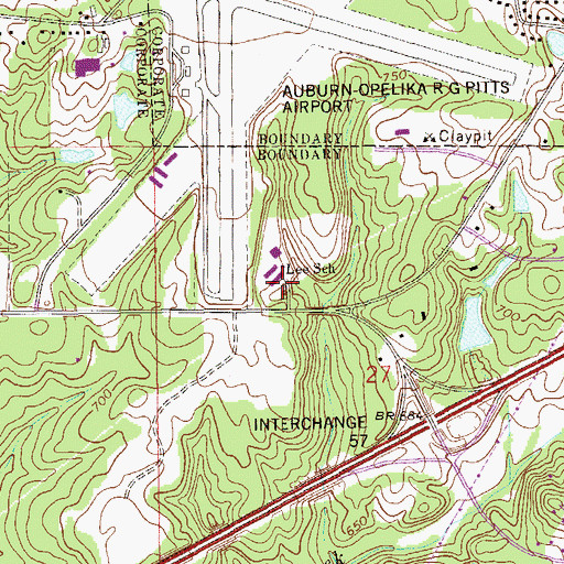 Topographic Map of Lee School, AL
