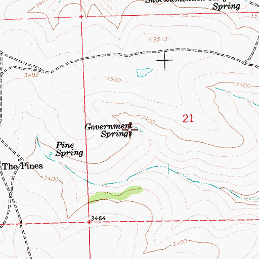 Topographic Map of Government Springs, WA