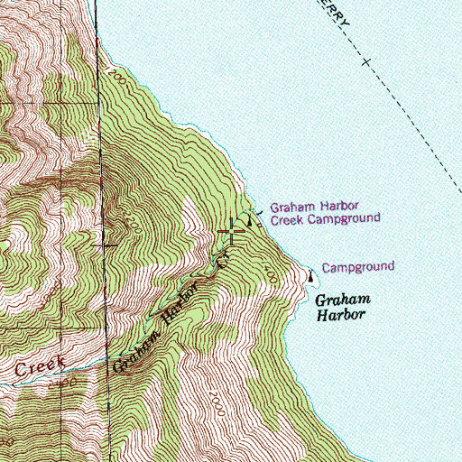 Topographic Map of Graham Harbor Creek Campground, WA