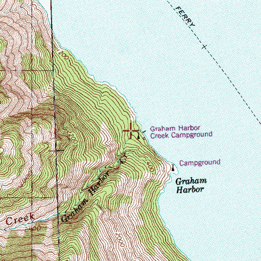 Topographic Map of Graham Harbor Creek, WA