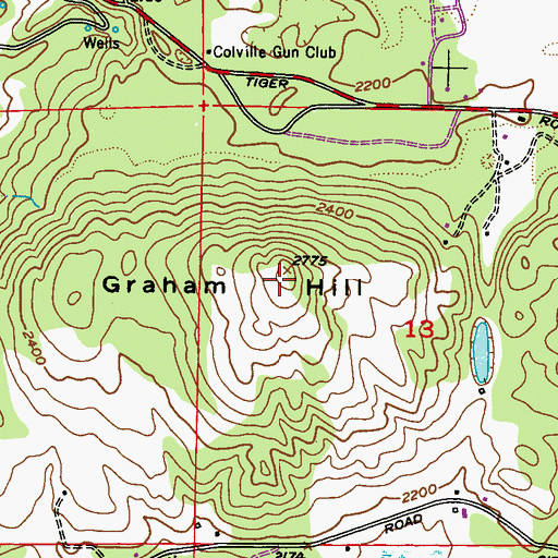 Topographic Map of Graham Hill, WA