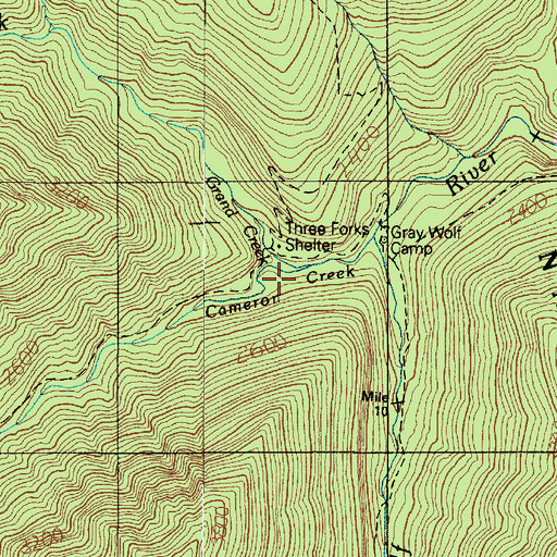 Topographic Map of Grand Creek, WA