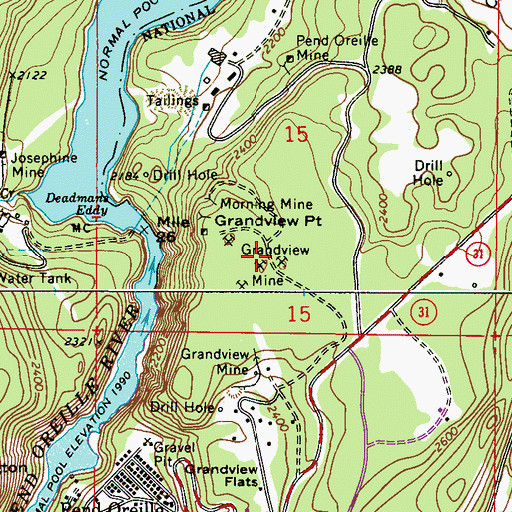 Topographic Map of Grandview Mine, WA