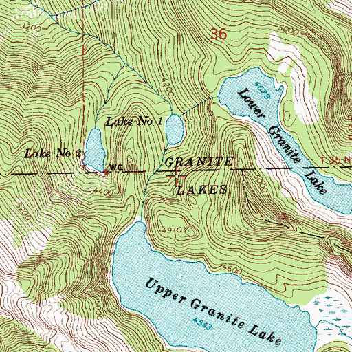 Topographic Map of Granite Lakes, WA