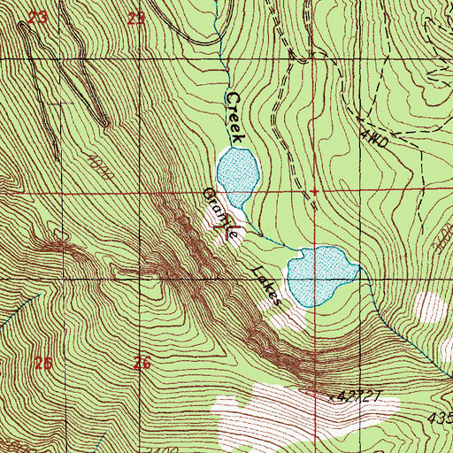 Topographic Map of Granite Lakes, WA