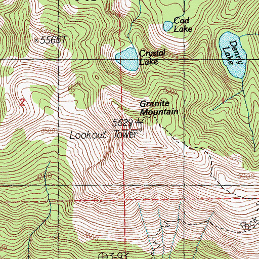 Topographic Map of Granite Mountain, WA